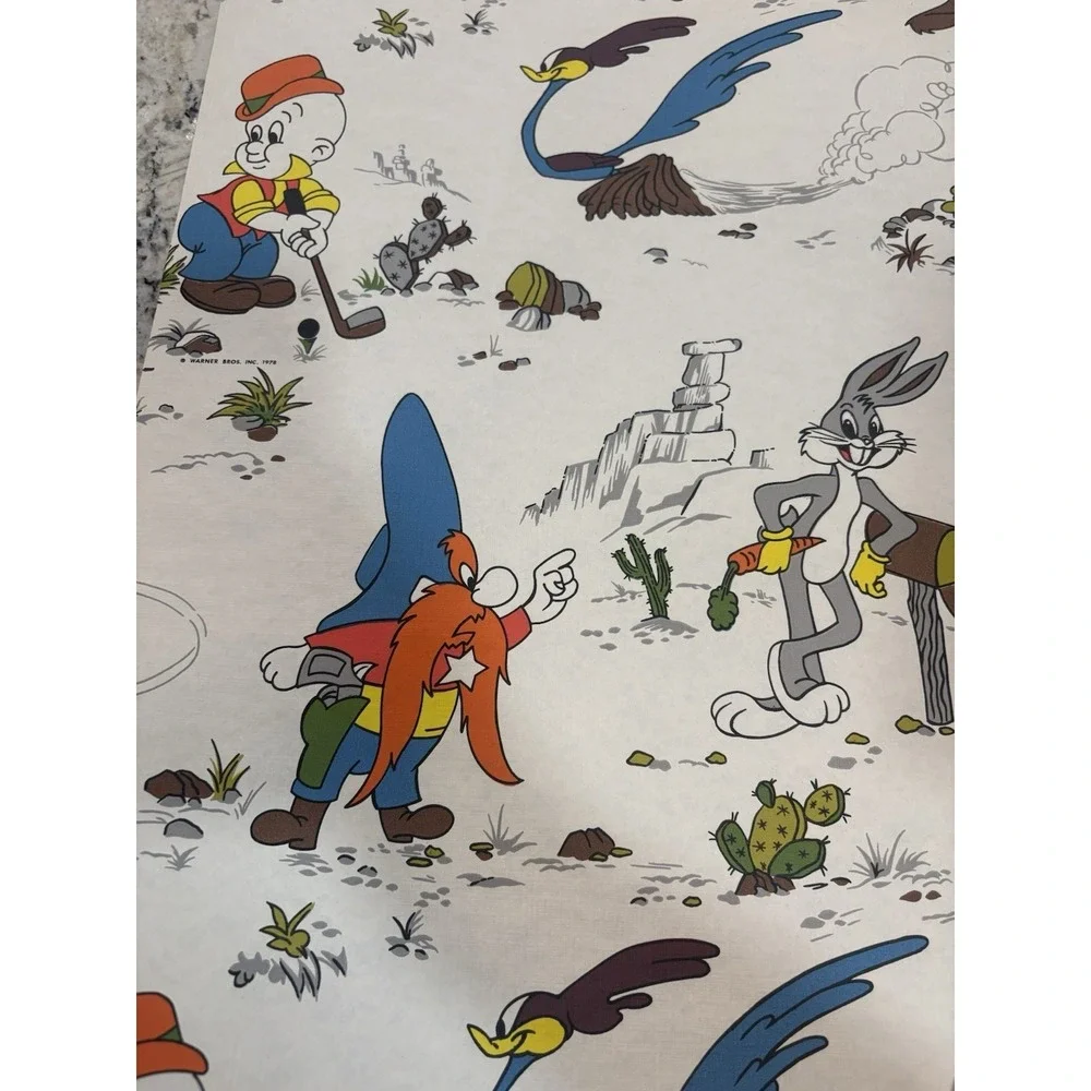 1978 Open Roll VTG Looney Tunes Wall Paper Wile.Coyote Bugs Bunny Yosemite Sam